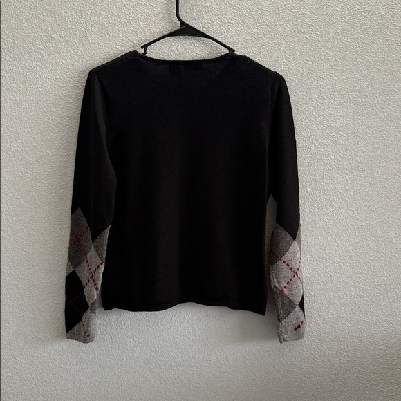 Black Hillard & Hanson Wool Blend Argyle Sweater Sleeves Size Medium - Picture 2 of 4